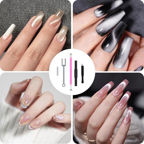 Sopoloray 5Pcs Cat Eye Nail Magnet Set for Gel Polish Art