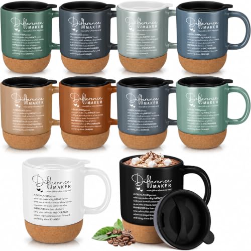 20 Pack Employee Appreciation Coffee Mug Set - 13.5 oz Ceramic with Cork Base