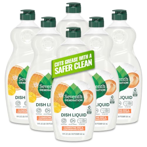 Seventh Generation Dish Liquid - Clementine Zest & Lemongrass, 19 oz (Pack of 6)