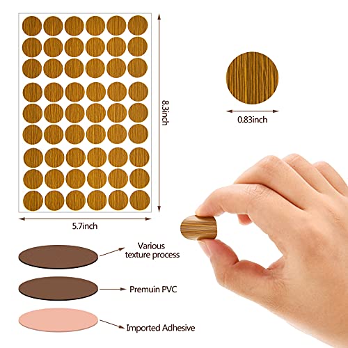 Tenare 648 Pcs Adhesive Screw Hole Cover Stickers - Classic Wood Grain