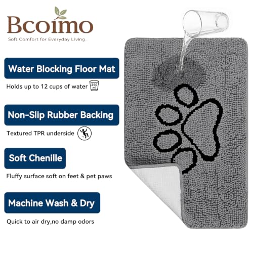 Bcoimo Chenille Dog Doormat - Absorbent Non-Slip Indoor Rug