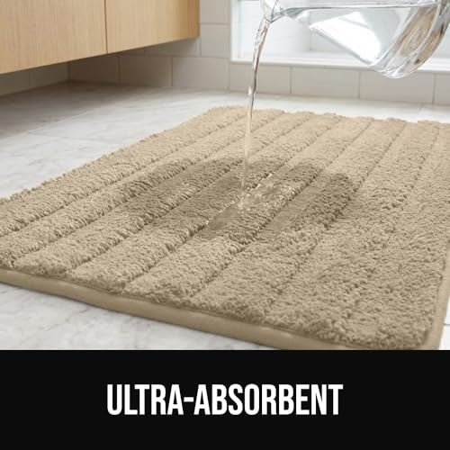Gorilla Grip Memory Foam Bath Mats, 23x16 & 30x18, Beige - Ultra-Absorbent & Machine Washable