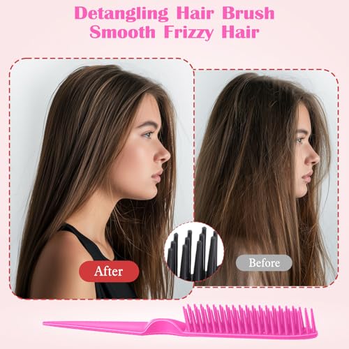 Macuezu 4-Piece 3-Row Curl Defining Comb and Teasing Brush Set