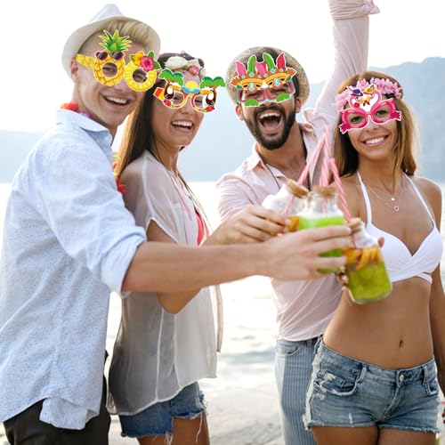 16Pcs Summer Hawaiian Beach Party Eyeglasses - Fun Photo Props