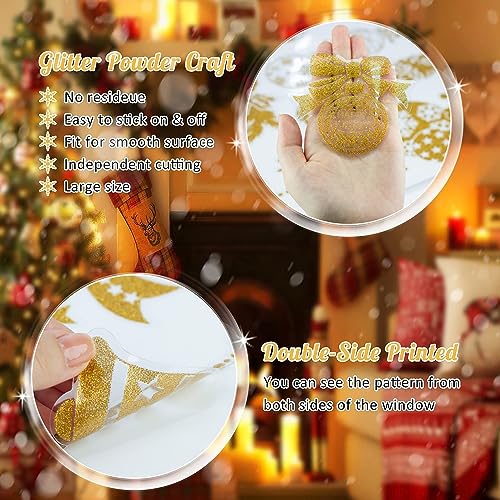 Christmas Snowflake Window Clings - Glitter Static Decals (4 Sheets)