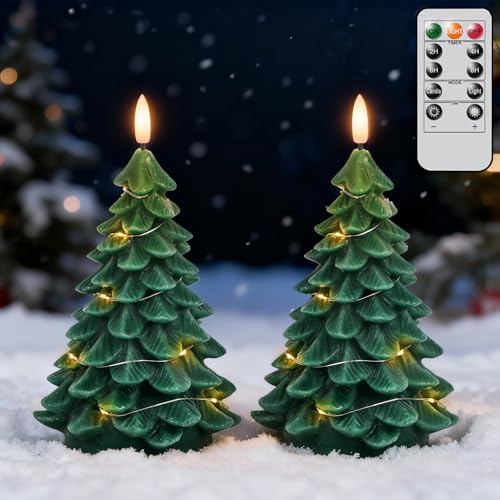 Lasumora Christmas Tree Flameless Candles with Remote Timer - B-Fairy Lights