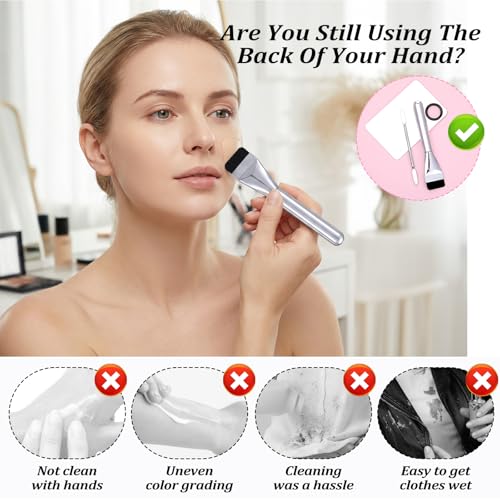 HJZHII 4-Piece Stainless Steel Makeup Foundation Mixing Palette Set