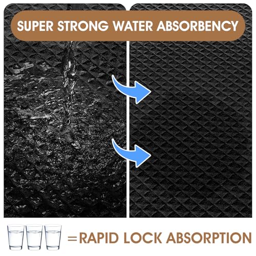 ACCUMTEK Memory Foam Bath Mat - Absorbent Waffle Weave Rug, 24" x 17", Black