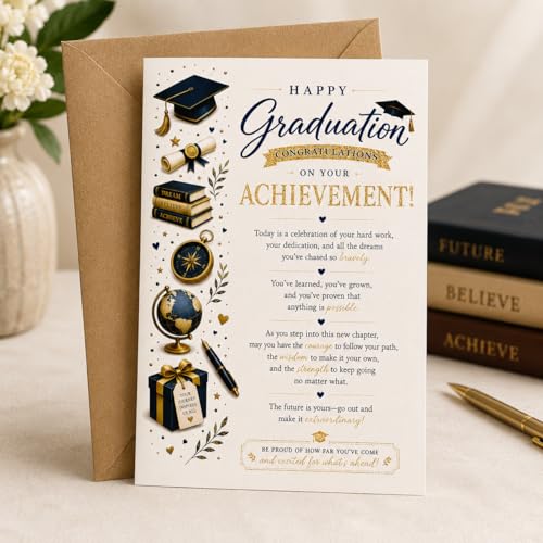 Premium Graduation Card with Envelope | 5x7 Design for Him or Her