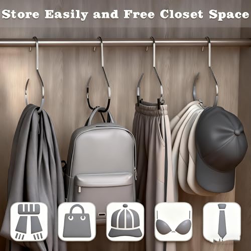 Hat Organizer Set of 4 - Stainless Steel Non-Slip Hat Hangers for Baseball Caps & Scarves