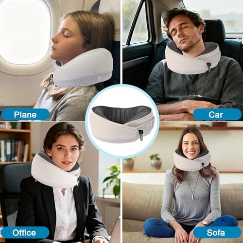 Ergonomic Memory Foam Travel Neck Pillow for Airplanes & Cars
