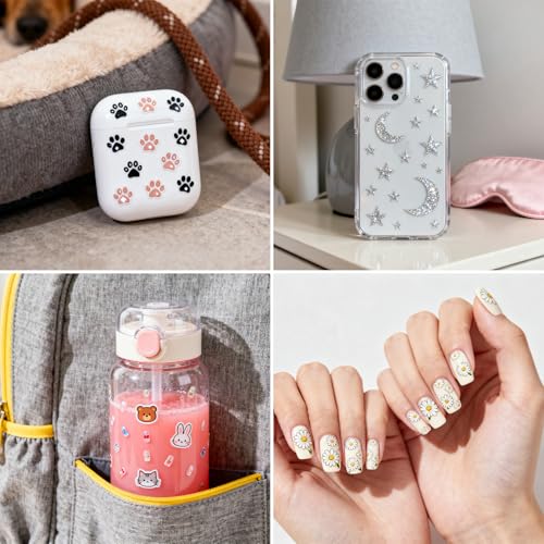 Hanhee 5D Embossed Halloween & Floral Nail Art Stickers Self-Adhesive Decals