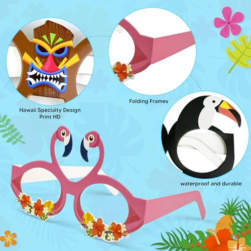 12 PCS Hawaiian Theme Paper Eyeglasses - Luau Party Props