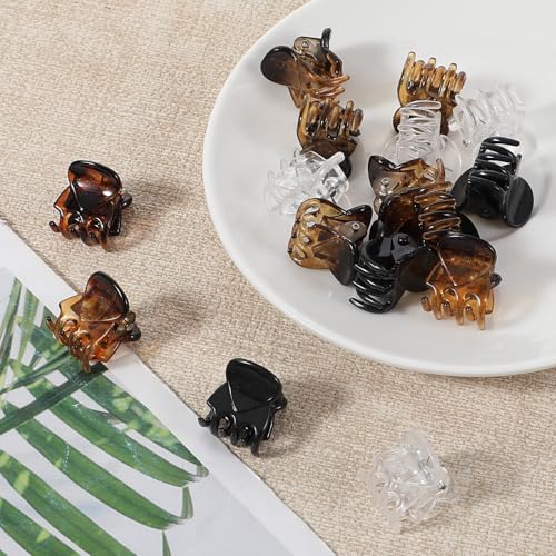 JJUNW 60 Pcs Mini Hair Claw Clips, 1.5cm Plastic Non-Slip Tiny Jaw Clamps