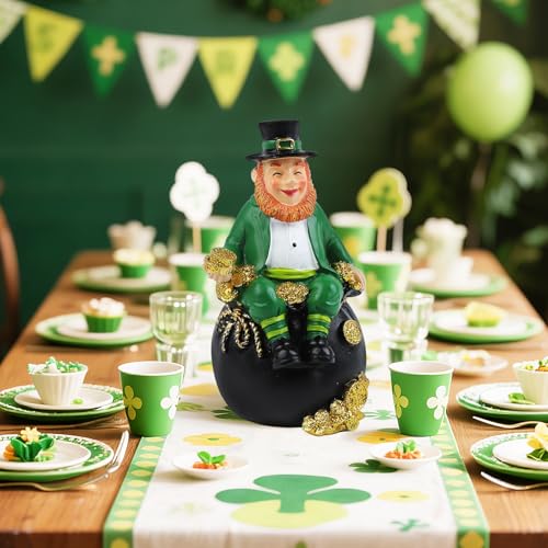 St. Patrick's Day Resin Gnome Figurine 5.7 Inch Irish Leprechaun Decor