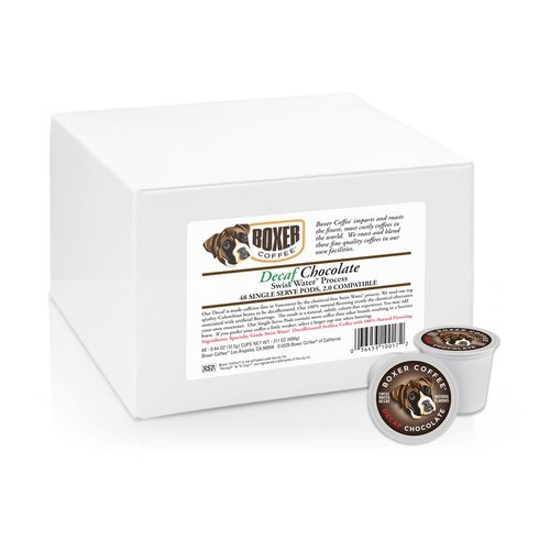 Boxer Coffee Swiss Water Decaf Chocolate Pods – Compatible with Keurig K-Cup Brewers | 48 Count Single-Serve Cups | Gourmet Specialty Artisan Decaf Coffee - Medium Roast