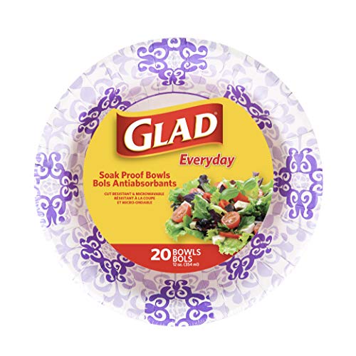 Glad 12 oz Purple Victorian Disposable Paper Bowls - Heavy Duty & Soak-Proof, 20 Count