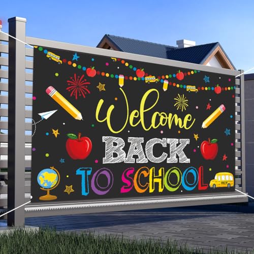 Welcome Back to School Banner - Black Vinyl Party Decoration