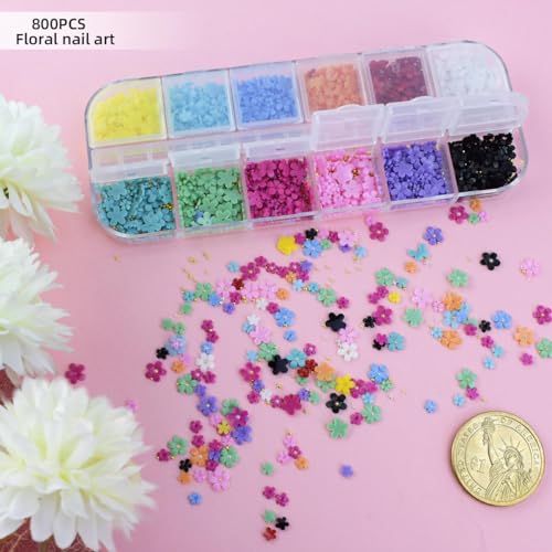 800 Pcs 3D Nail Art Charms Flower and Butterfly Rhinestones Set