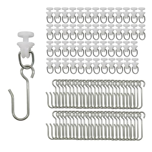 Shower Curtain Accessories Set - 50 Hooks & 50 Gliders