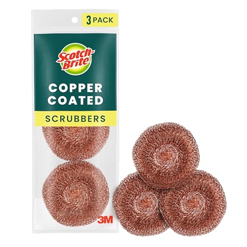 Scotch-Brite Copper Coated Scrubbers - 3 Pack for Heavy Duty Cleaning