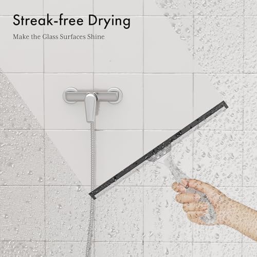 AmazerBath 10-Inch Shower Squeegee with Ergonomic Acrylic Handle