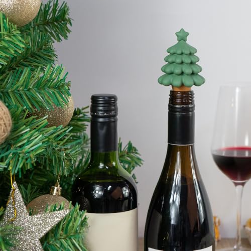 Christmas Tree Wine Stoppers - Reusable Festive Bottle Stoppers