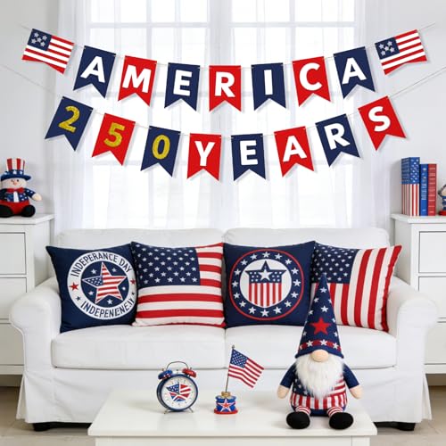America 250th Anniversary Banner - Patriotic 4th of July Decor