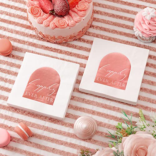 Happily Ever After Rose Gold Foil Cocktail Napkins - 50 Count