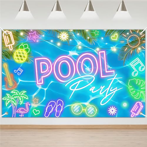 Colorful Pool Party Banner - 70.8 x 43.3 Inch Backdrop