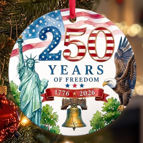 250th Anniversary Ceramic Ornament - Patriotic Blue Keepsake Decor
