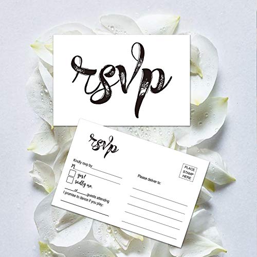 50 Rustic Wedding RSVP Cards - Blank, No Envelopes Needed