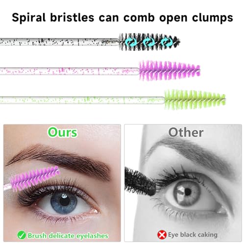50 Pcs Disposable Mascara Wands and Eyelash Brushes with Bendable Head