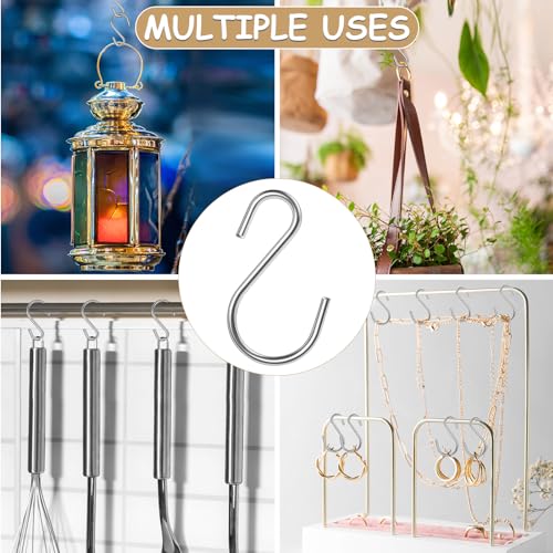 Heavy Duty Stainless Steel S Hooks - 60 Pack Mini Hanging Hooks
