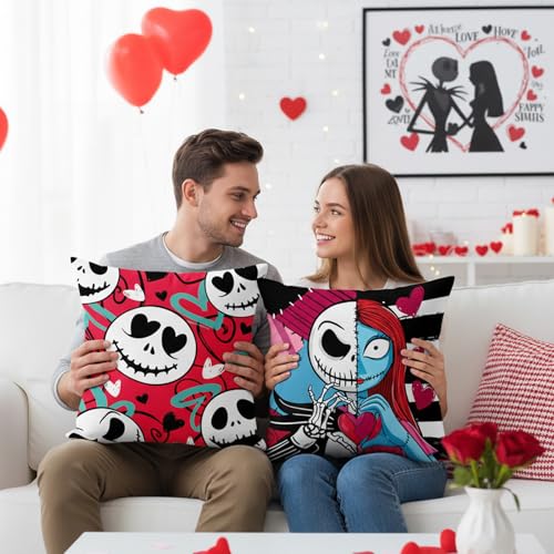 The Nightmare Before Christmas Valentine's Day Pillow Covers - 18x18 Plush Set of 2