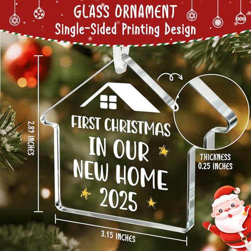 New Home Christmas Ornament 2025 – First Christmas in Our New House Glass Keepsake