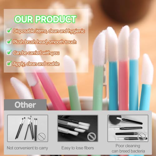 Vivipop Disposable Lip Applicators - 200 Pcs Lipstick Wands & Brushes