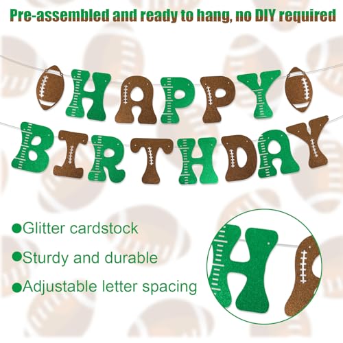 Football Birthday Banner - Pre-Strung Glitter Party Decoration