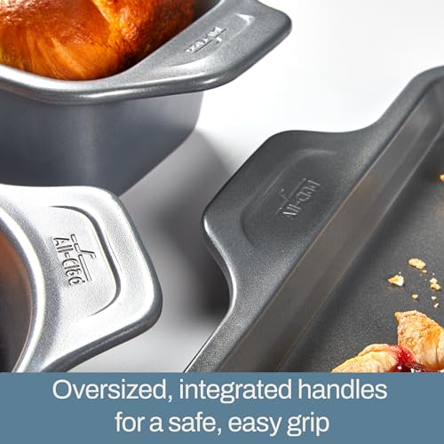 All-Clad Pro-Release Nonstick Bakeware Quarter Sheet Pan 13x9 Inch Oven Safe 450F Half Sheet, Cookie Sheet, Muffin Pan, Cooling & Baking Rack, Round Cake Pan, Loaf Pan, Baking Pan Grey