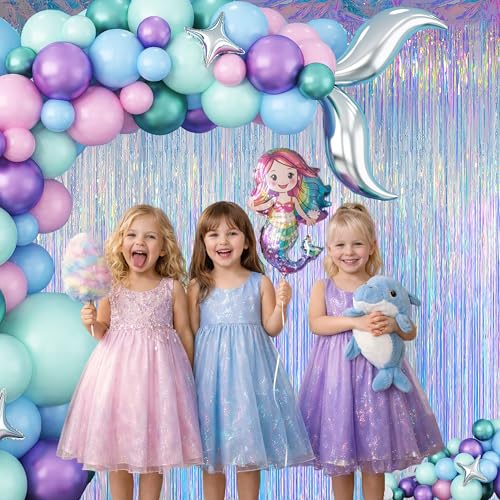 Melsan Iridescent Tinsel Backdrop Curtain - 2 Pack, 3.2ft x 8ft Foil Decor