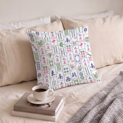 Mahjong Tiles Throw Pillow Cover 18x18, Soft Flannelette Decorative Case