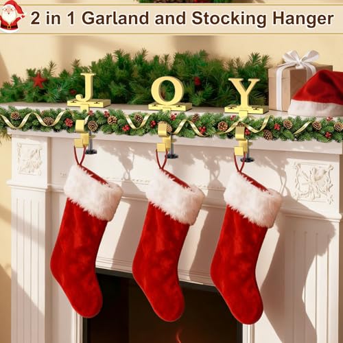 Personalized Christmas Stocking Holder with Double Hooks - Gold
