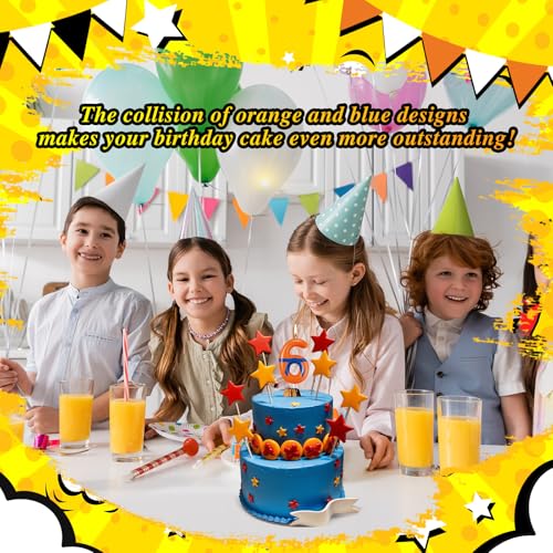 MTLEE Dragon Anime Birthday Candle Cake Topper - Orange & Blue