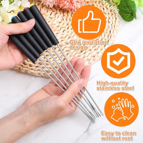 Cobee 6-Piece Stainless Steel Fondue Fork Set with Color-Coded Handles
