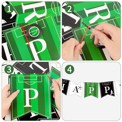 Hooqict Soccer Birthday Banner - Kids Boys Men Sport Theme Party Decorations
