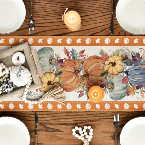 Artoid Mode 13x60 Inch Fall Table Runner Orange Polyester Home Decor