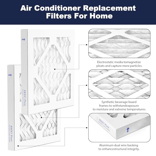 Hearthhub 8x8x1 MERV 8 Furnace Air Filter - 2 Pack (Actual 7.75x7.75x0.75)