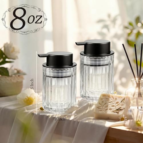 8oz Clear Glass Foaming Hand Soap Dispenser with Black Pump - 1 Pack