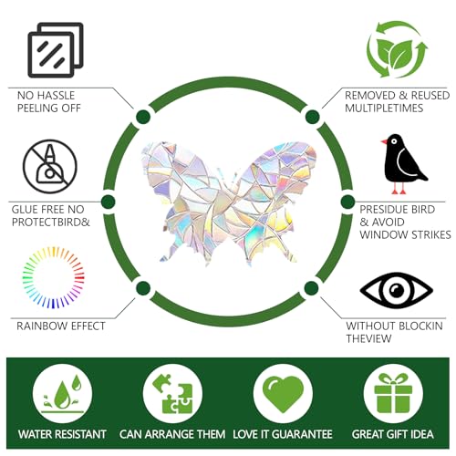56 Pcs Rainbow Prism Window Stickers for Bird Strike Prevention