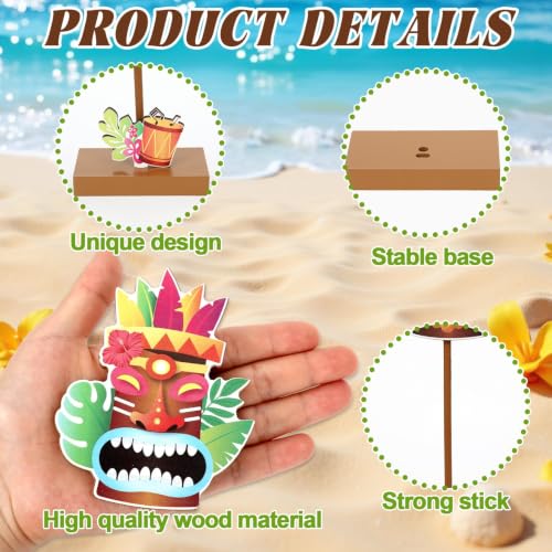Hawaiian Tiki Wooden Table Decor Set - 4 Tiered Centerpieces